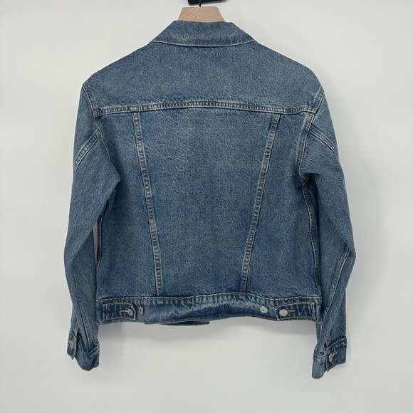 Old Navy Women's S- Denim Jacket Blue Medium Wash Lightly Distressed 100% Cotton - Picture 2 of 9